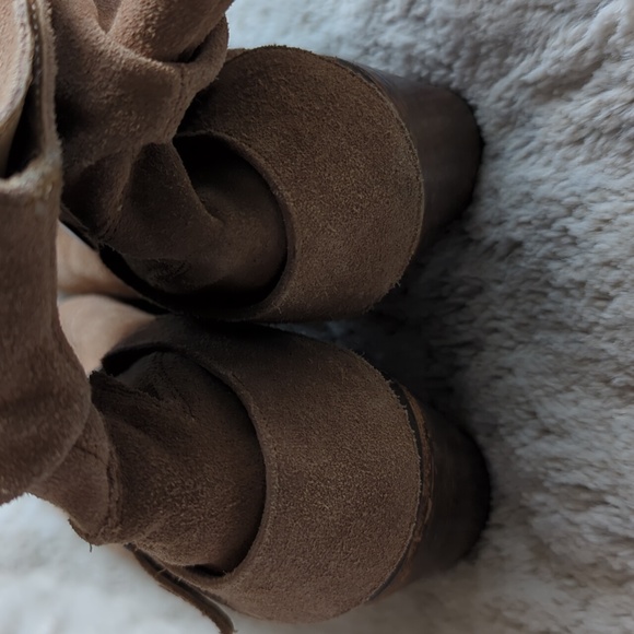 Decree Light Brown Suede Leather Ankle Western Heel Ankle Booties Shoes Size 10 - Picture 4 of 8